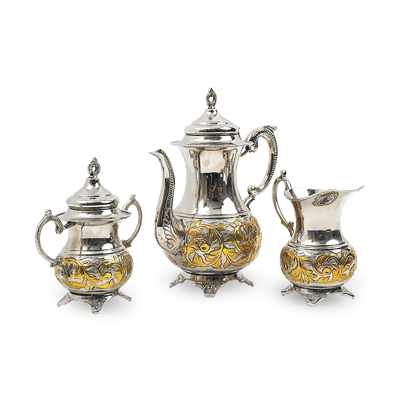 Brass Tea Set with Tray