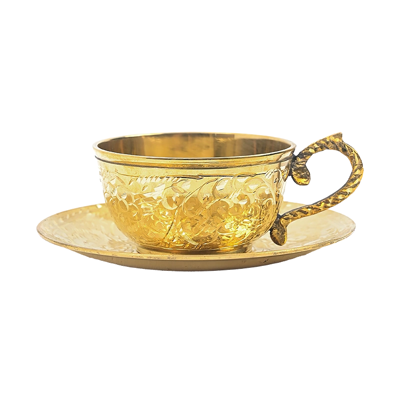 Royal Pure Brass Cups & Saucers Set