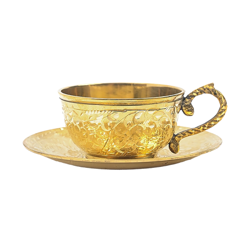 Royal Pure Brass Cups & Saucers Set