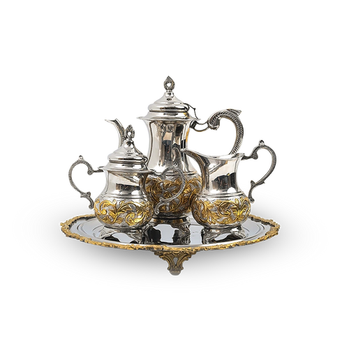 Brass Tea Set with Tray