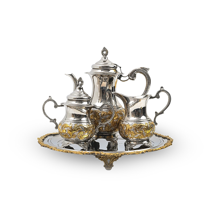 Brass Tea Set with Tray